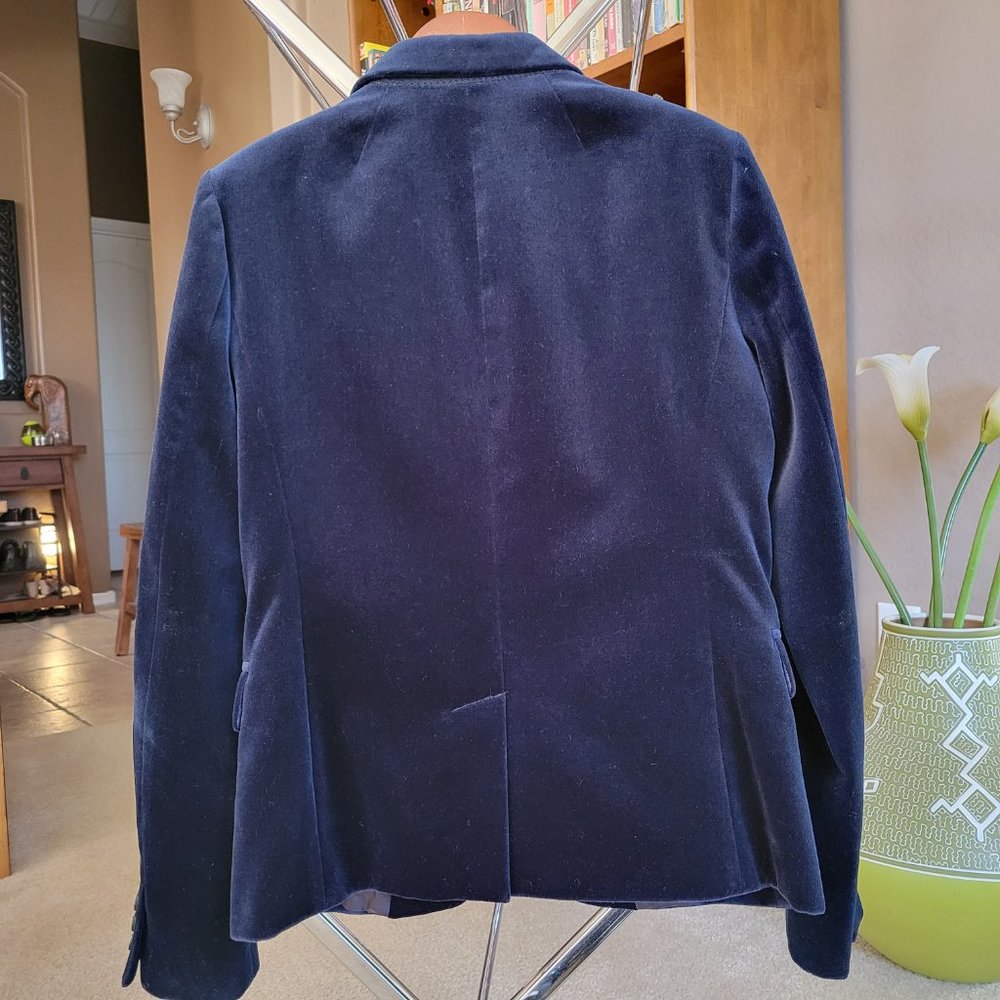NWOT J. Crew Schoolboy Velvet Blazer INDIGO/MIDNIGHT BLUE 0 - Picture 2 of 9